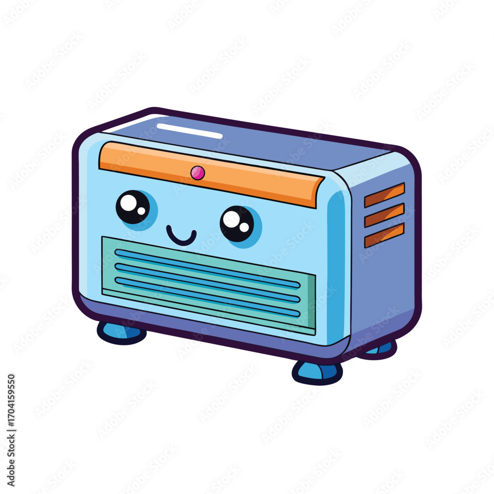 Fototapeta premium Cartoon Air Conditioner Isolated on White Background Vector Illustration