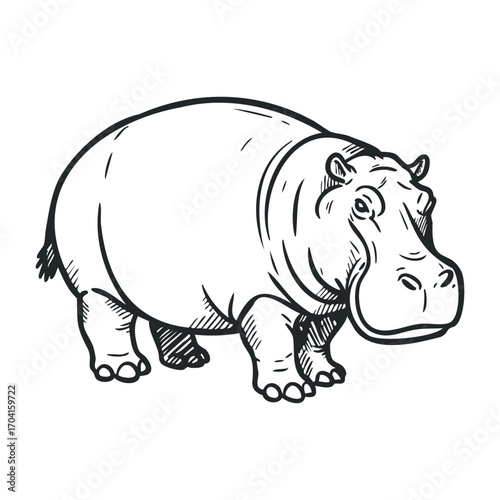 Playful hippopotamus in a natural habitat wildlife illustration charming and engaging animal art. Vector illustration