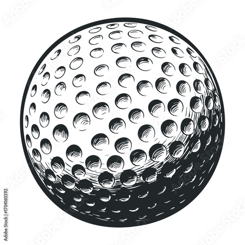 Golf ball outdoor sports graphic illustration artistic detail high-contrast unique design. Vector illustration