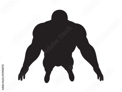  Wrestling player with big hand in silhouette white background top.