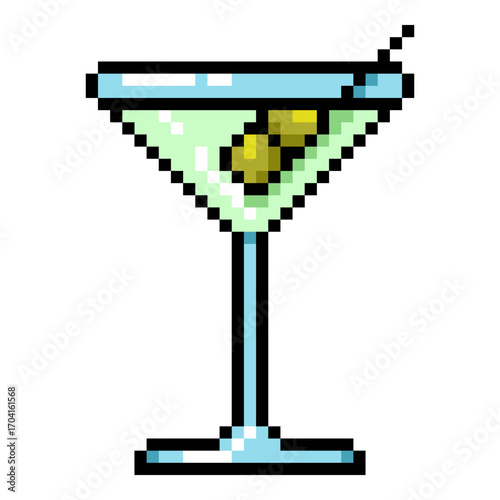 Vector Pixel Art Icon - Martini Cocktail