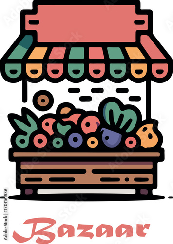 Shopping bazaar logo icon vector white background .