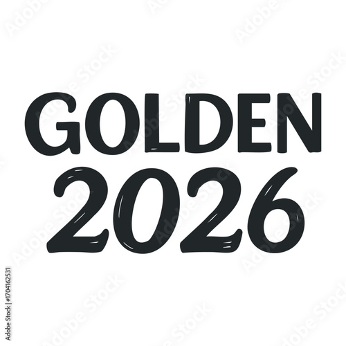 Golden 2026 celebration event in urban location graphic design concept vibrant environment eye-level viewpoint. Vector illustration