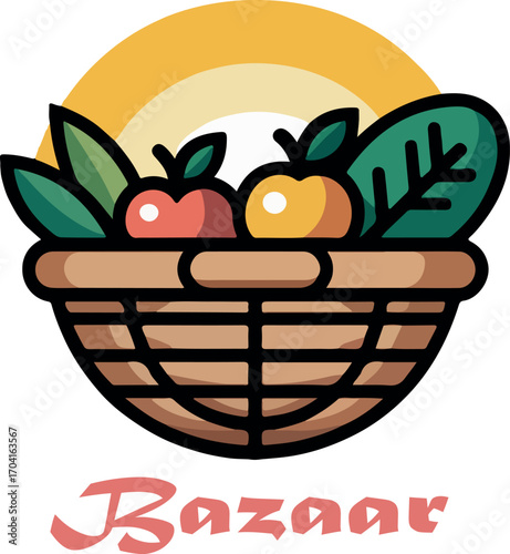 Shopping bazaar logo icon vector white background .