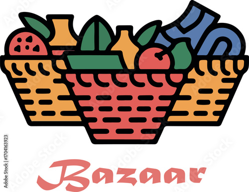Shopping bazaar logo icon vector white background .