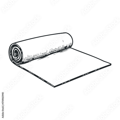 Artistic sketch of rolled paper studio workspace illustration creative environment perspective. Vector illustration