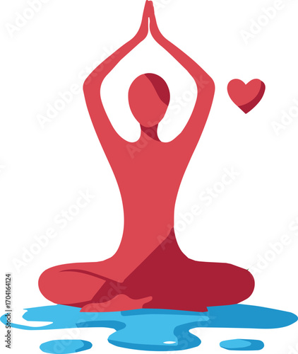 Serene person in meditative pose with heart symbol, promoting wellness and inner peace
