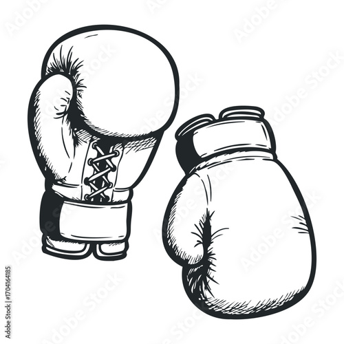 Boxing gloves action sports arena illustration dynamic environment view competitive spirit. Vector illustration