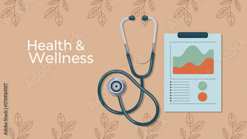 Health wellness checkup medical examination stethoscope chart report healthcare diagnostic prevention concept