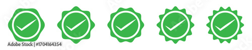 Verified badges. Verified badge profile set Verify badge. Valid. Social media account verification icon. check mark icon. Set of verified badge. Green Verified badge icon set EPS10