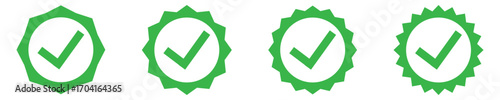 Verified badges. Verified badge profile set Verify badge. Valid. Social media account verification icon. check mark icon. Set of verified badge. Green Verified badge icon set EPS10