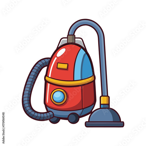 Cartoon Vacuum Cleaner Illustration Isolated on White Background