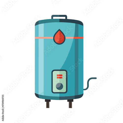 Cartoon Water Heater Isolated on White Background