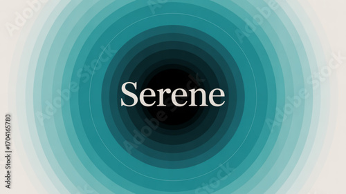 Serene abstract background teal and white gradient concentric circles tunnel optical illusion calming effect art