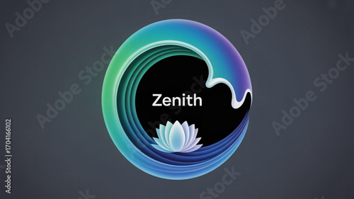 Zenith logo design with lotus flower and gradient circle wave vector illustration modern company branding design