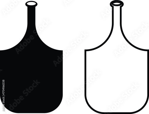 Wine bottle icon set collection group in black flat and line style, alcohol beverage liquor container pack, bar pub drink symbol bundle, silhouette outline illustration, isolated on transparent backgr
