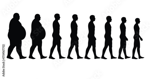 Weight Loss Progression Vector – Silhouette Transformation Graphic