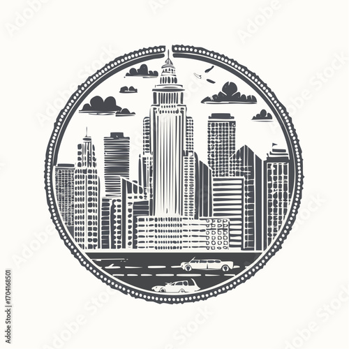 Linocut stamp texture, grunge urban background, vector illustration
