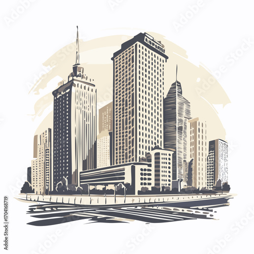 Linocut stamp texture, grunge urban background, vector illustration