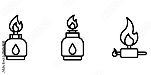 gas-flame outline or line icon design bundle.