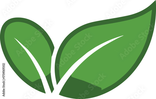 Vibrant green leaves sprout upwards symbolizing growth, nature, and fresh beginnings in a clean design.