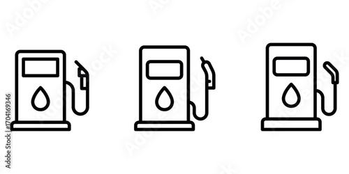 petrol-station outline or line icon design bundle.