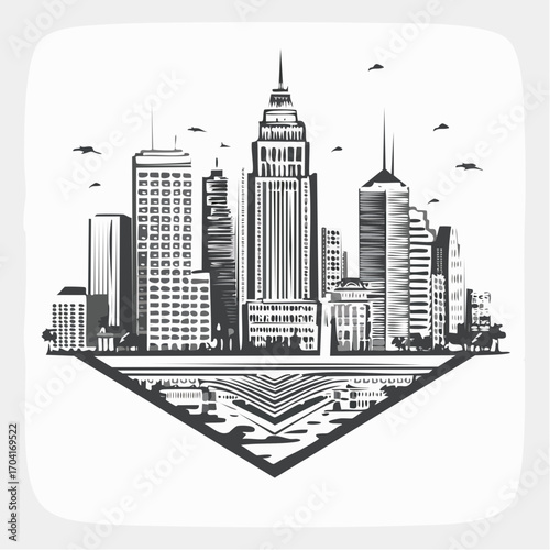 Linocut stamp texture, grunge urban background, vector illustration