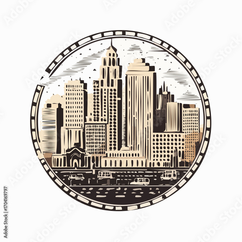 Linocut stamp texture, grunge urban background, vector illustration