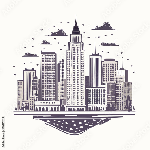 Linocut stamp texture, grunge urban background, vector illustration