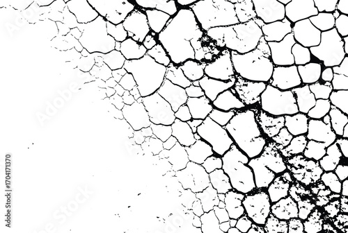 Cracke Ground isolated texture on transparent background. abstract black and white marble surface, broken concrete background, vector illustration, rough surface texture, vintage style.