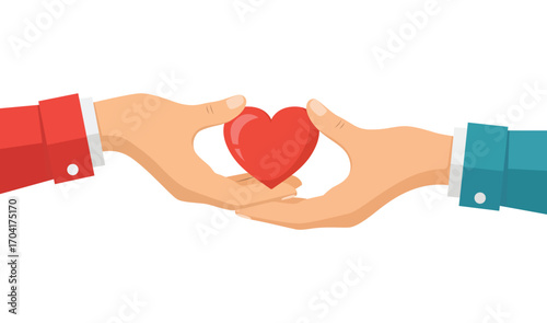 Hands holding heart symbol with transparent background