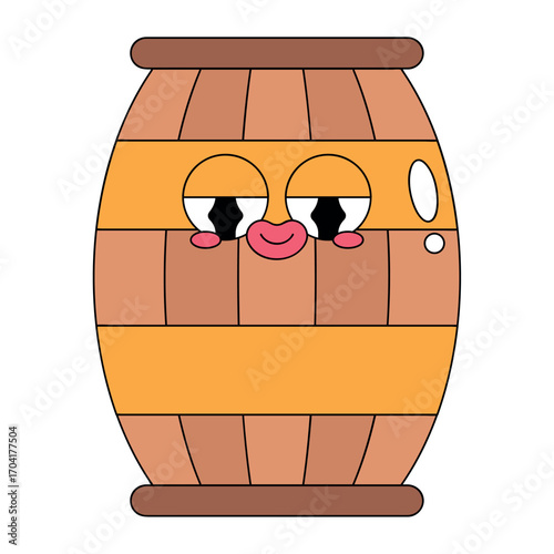Oktoberfest Beer Barrel Linear Illustration