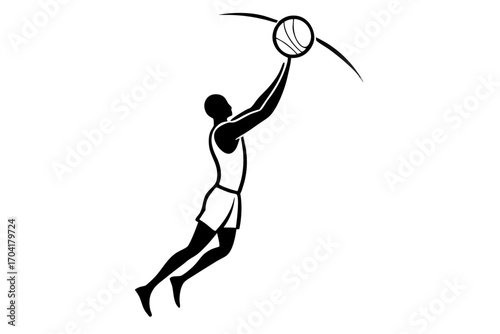 Basketball dunk silhouette vector  isolated on white background