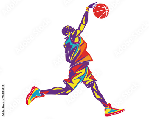 Basketball dunk silhouette vector  isolated on white background