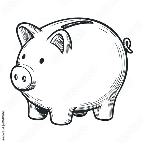 Saving for the future piggy bank illustration digital art minimalist style white background concept of savings. Vector illustration