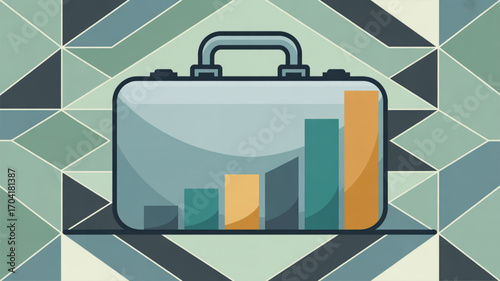 Business growth chart in briefcase showing financial success and investment portfolio management strategy