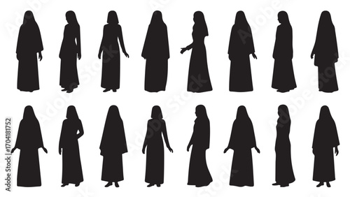 Muslim Women Silhouettes: A Collection of Poses in Abayas and Hijabs