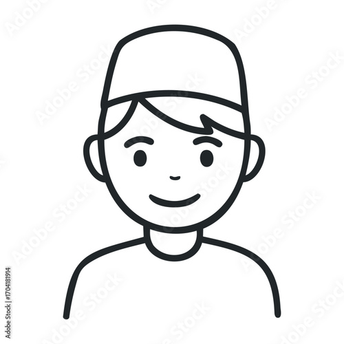 Friendly child smiling home environment graphic illustration cheerful mood bright and simple design. Vector illustration