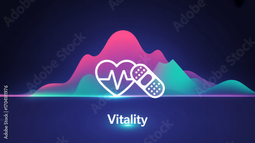Healthcare vitality heart beat pulse band aid medical wellness health insurance hospital clinic recovery care