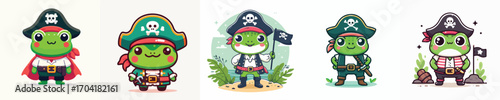 cute frog vector in pirate costume