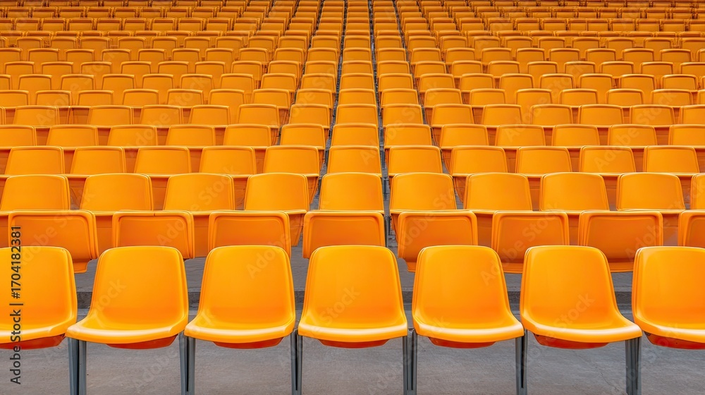 Fototapeta premium Empty orange stadium seats