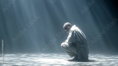 Man in prayerful pose