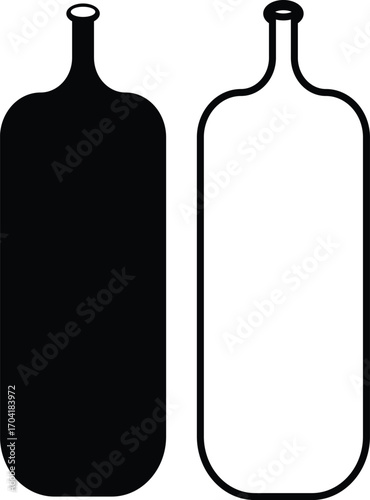 Wine bottle icon set collection group in black flat and line style, alcohol beverage liquor container pack, bar pub drink symbol bundle, silhouette outline illustration, isolated on transparent backgr