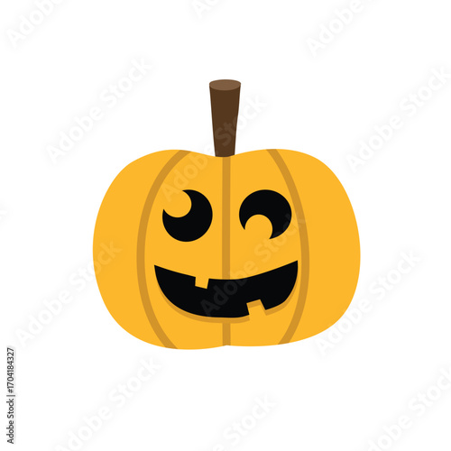 Smiling Jack-o' lantern Illustration for Halloween. Spooky pumpkin. Happy Halloween. 