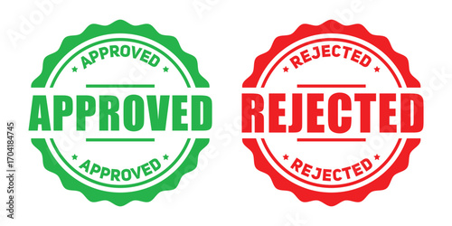 Approved and rejected stamp seals symbolizing decision making process and outcome choices