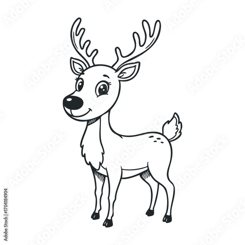 Playful cartoon deer in a whimsical forest setting a fun illustration for kids. Vector illustration