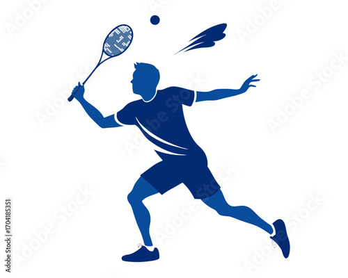 Badminton player smash vector illustration isolated on white background