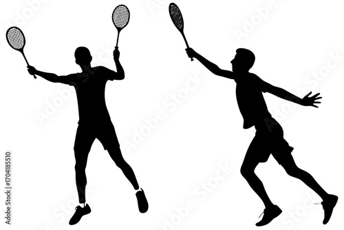 Badminton player smash silhouette vector isolated on white background