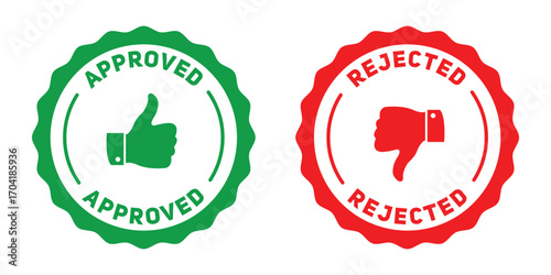 Green approved thumbs up and red rejected thumbs down icons for decisions and feedback