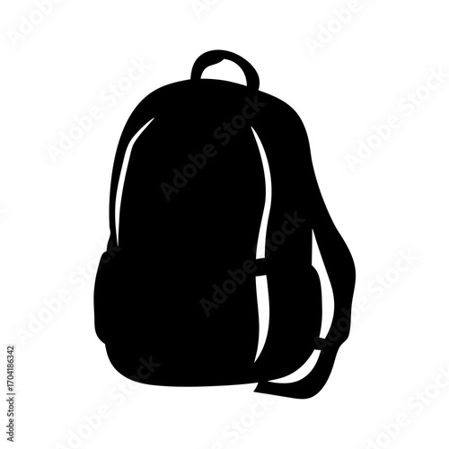 Silhouette of a backpack with straps and a handle for carrying